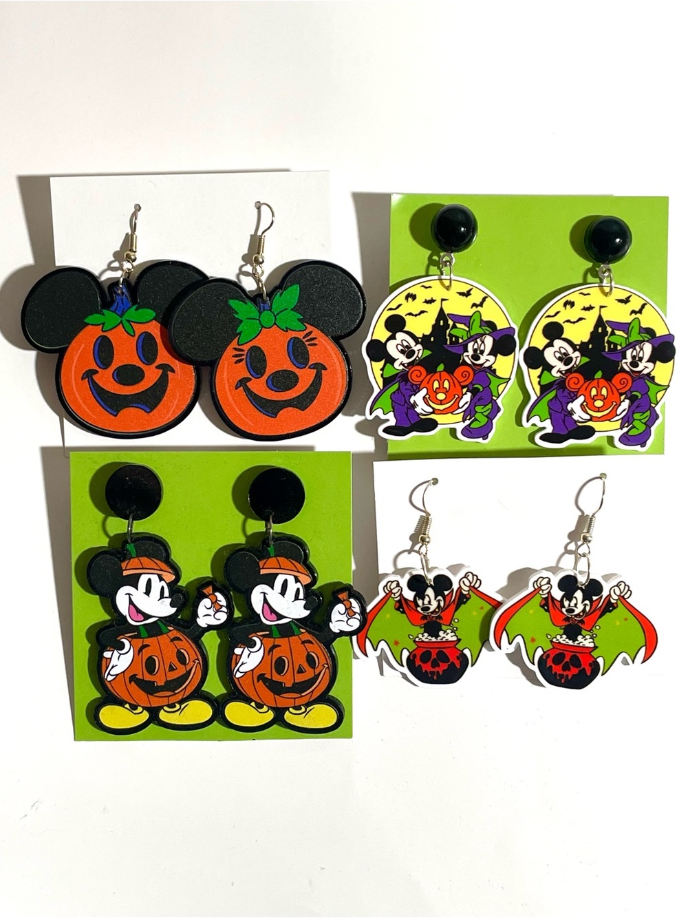 Mickey Pumpkin Halloween Handmade Custom Dangle Earrings 4 pairs